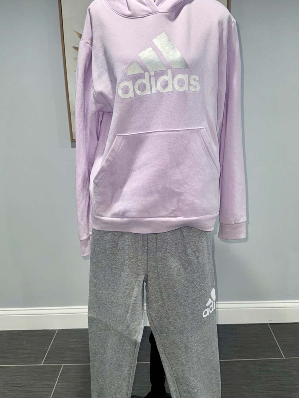 adidas Lavender Hoodie with Gray Jogger Bottoms - Youth Set